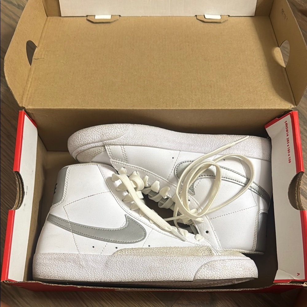 Nike White and Gray High-Top Sneakers